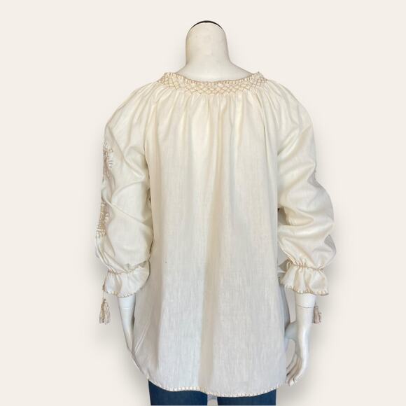 Vintage Light Weight Cotton embroidered peasant blouse size large - Picture 4 of 9